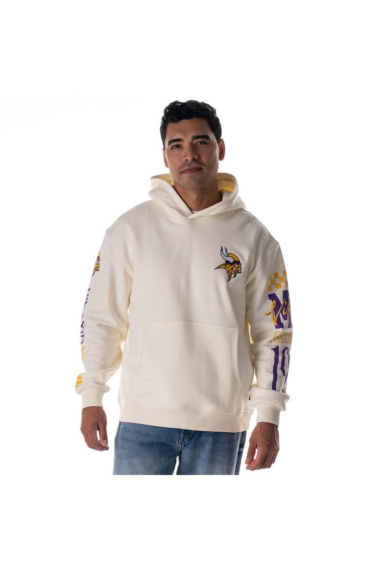Unisex The Wild Collective  Cream Minnesota Vikings Stacked Graphic Sleeve Fleece Hoodie, Main, color, Cream