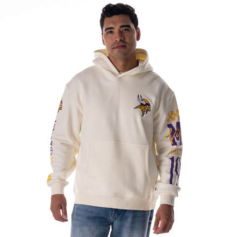 Unisex The Wild Collective  Cream Minnesota Vikings Stacked Graphic Sleeve Fleece Hoodie