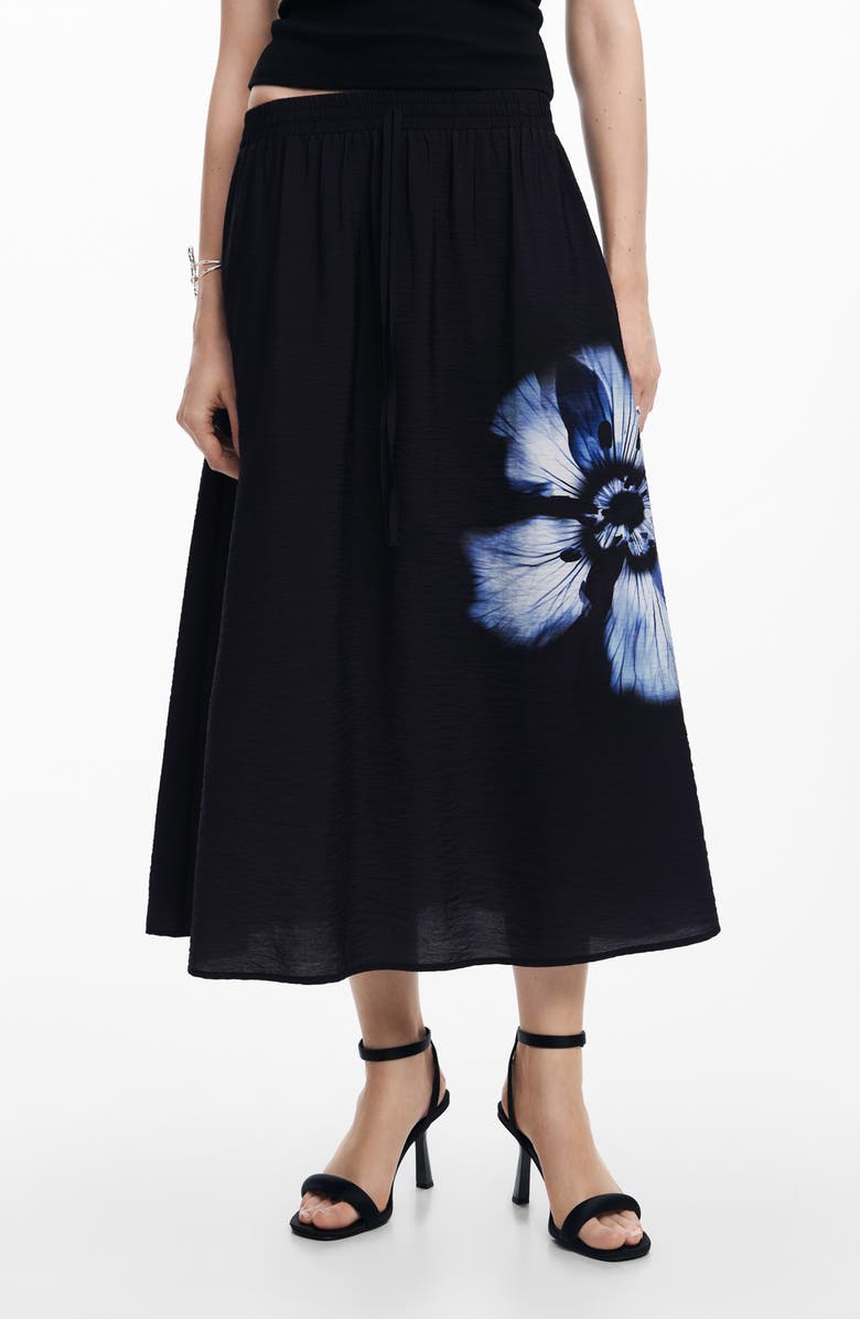 Desigual Shantou Floral Print A-Line Skirt, Main, color, 