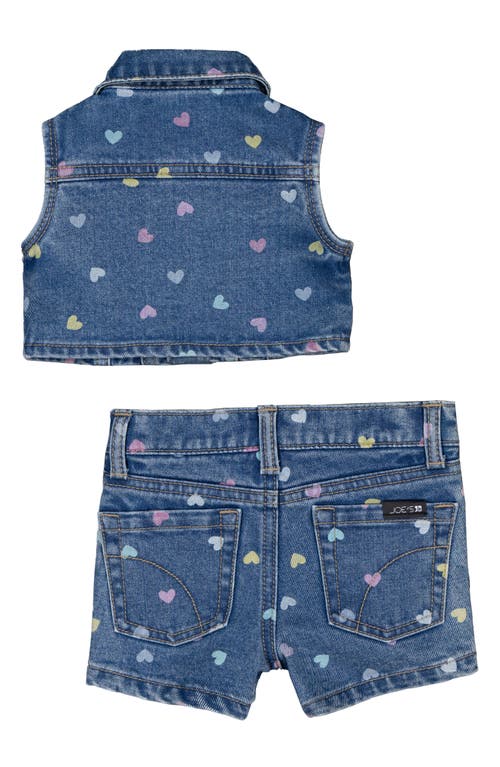 Joe's Heart Print Denim Vest & Shorts Set In Medium Wash