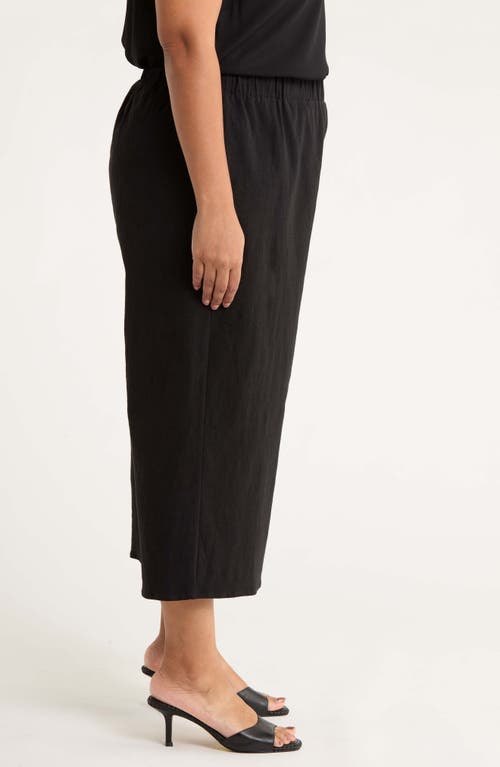 Sugarlips Isha Wide Leg Cotton & Linen Blend Capri Pants In Black