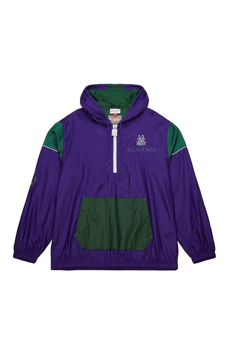 Mitchell & Ness Unisex Mitchell & Ness  Purple Milwaukee Bucks Hardwood Classics Team OG 3.0 Anorak Half-Zip Windbreaker Jacket, Alternate, color, Purple
