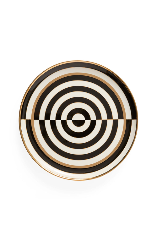 Jonathan Adler Op Art Round Serving Tray In Black/white/gold