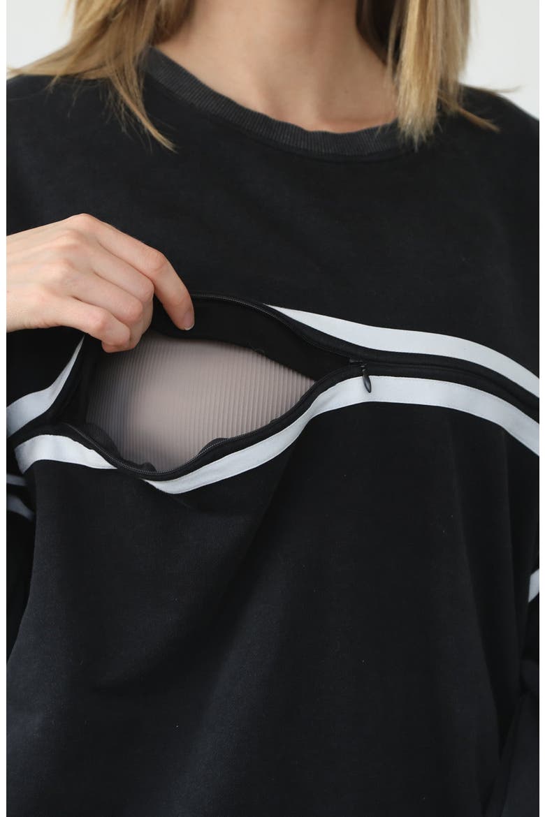 Celine Slouchy Nursing Pullover, Alternate, color, Faded Black