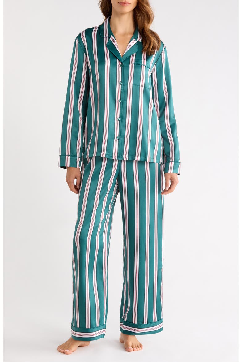 Satin Pajamas, Main, color, GREEN- PINK FANCY STRIPE