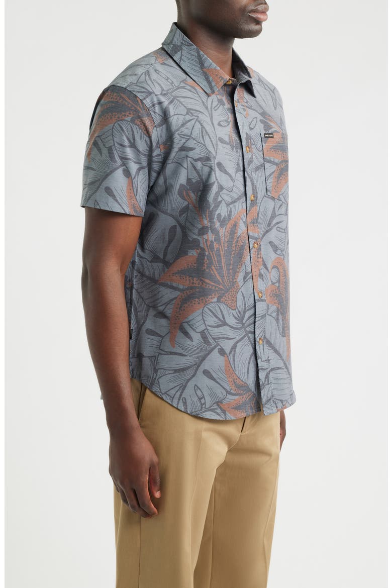 Webster Floral Short Sleeve Cotton Buttion-Up Shirt, Alternate, color, CHARCOAL