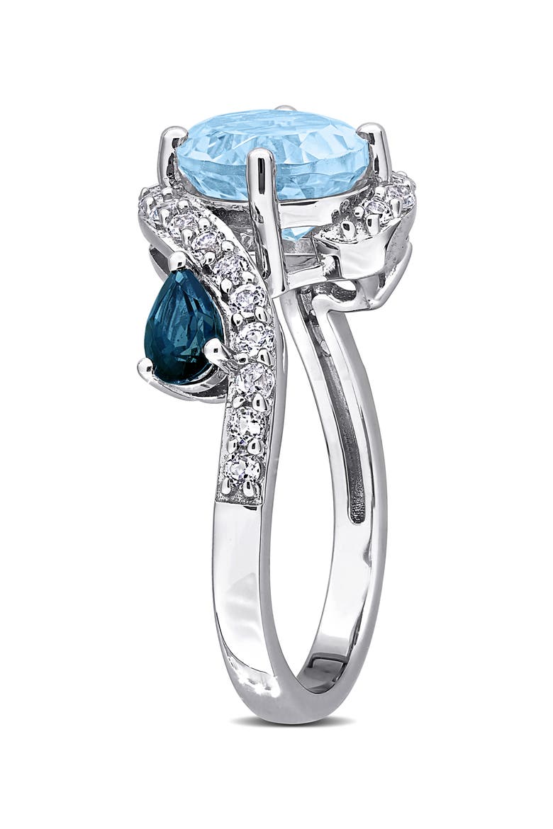 Sky Blue Topaz, London Blue Topaz & Lab Created Sapphire Ring, Alternate, color, BLUE