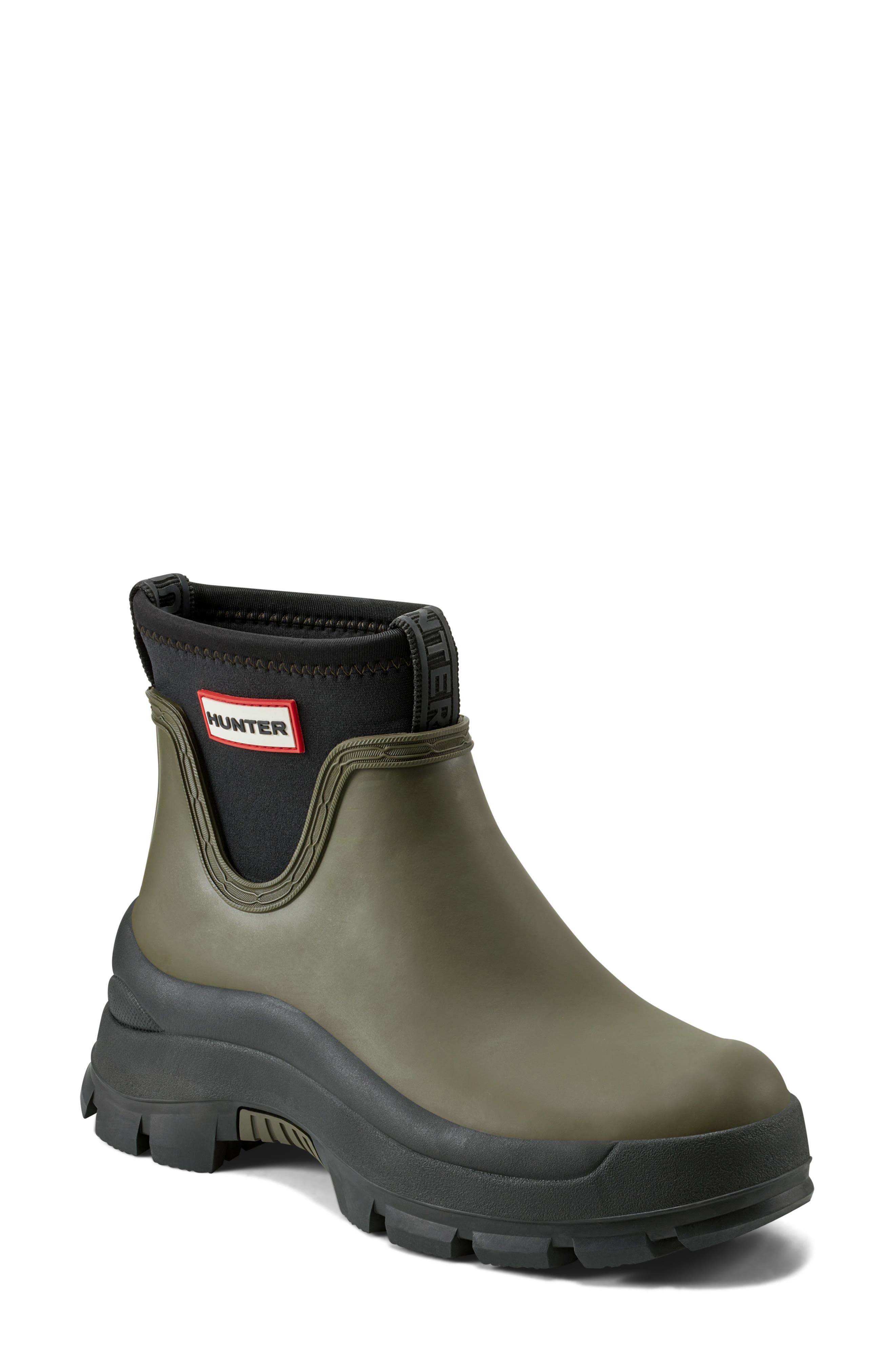 Hunter Eloise Waterproof Neoprene Boot, Main, color, Ryegrass/ Black/ Black