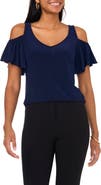 Chaus Ruffle Cold Shoulder Top