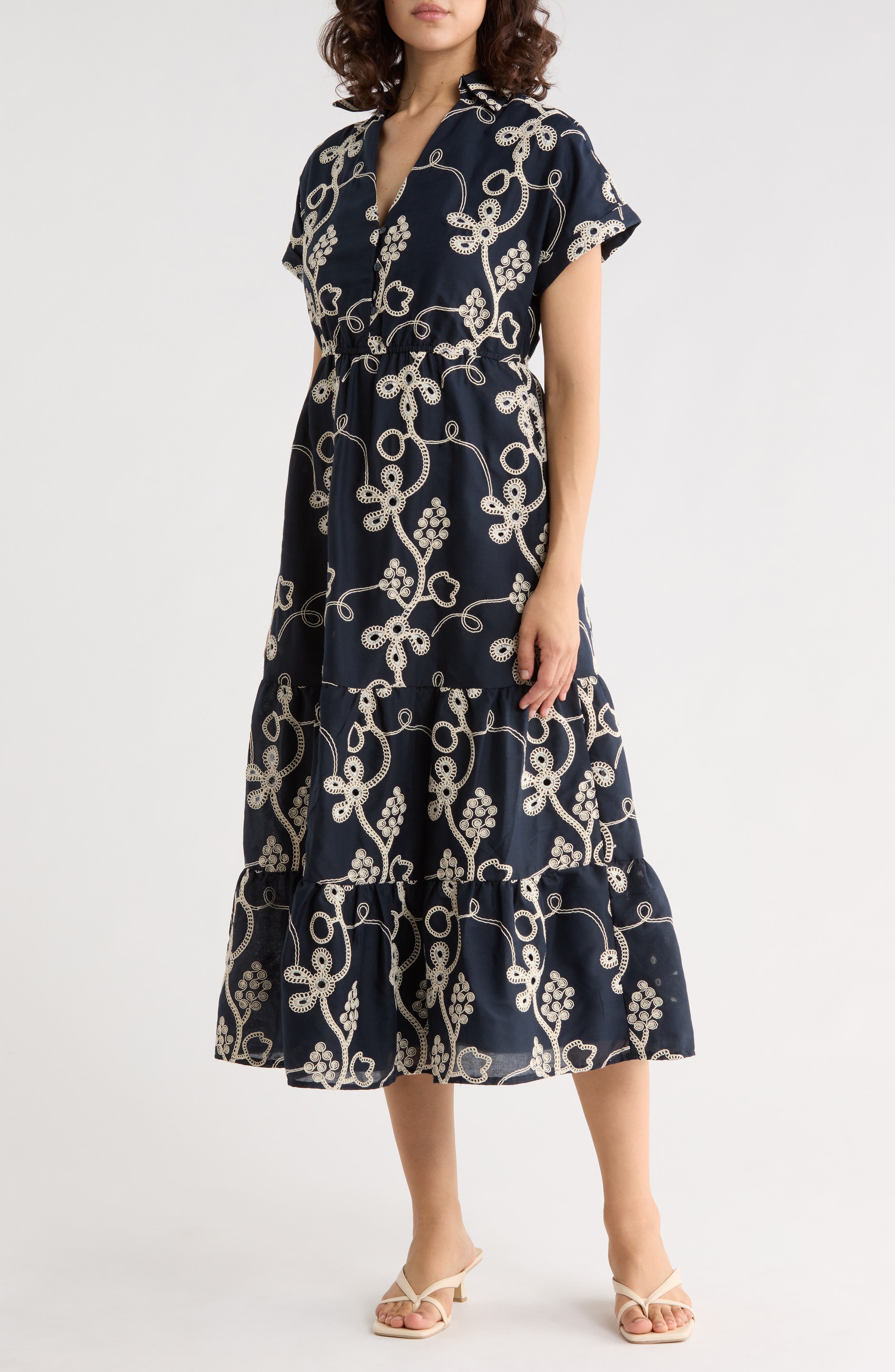 Rope Embroidered Maxi Shirtdress