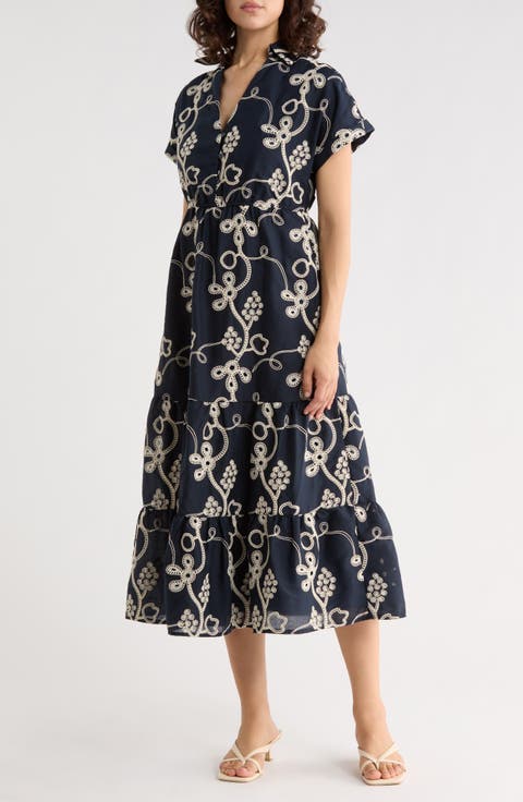 Rope Embroidered Maxi Shirtdress