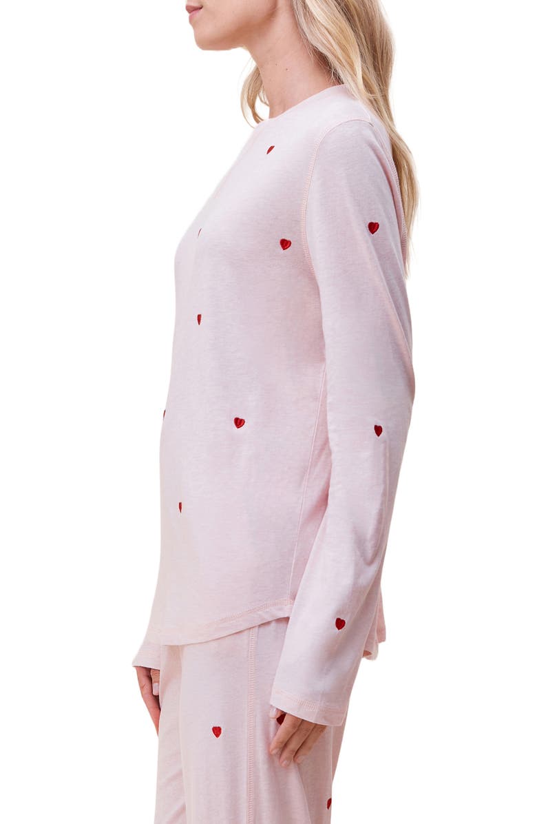 Papinelle Jada Embroidered Hearts Organic Cotton Pajamas, Alternate, color,