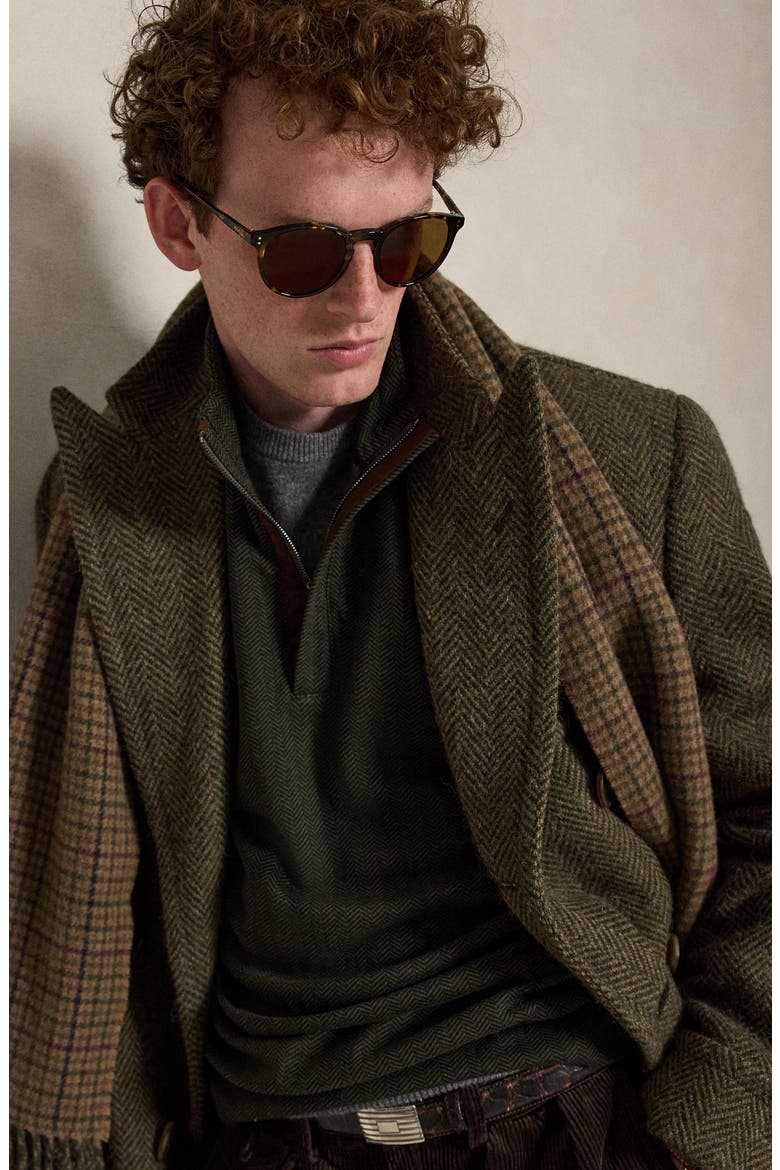 Herringbone Quarter Zip Pullover, Alternate, color, GREEN MULT
