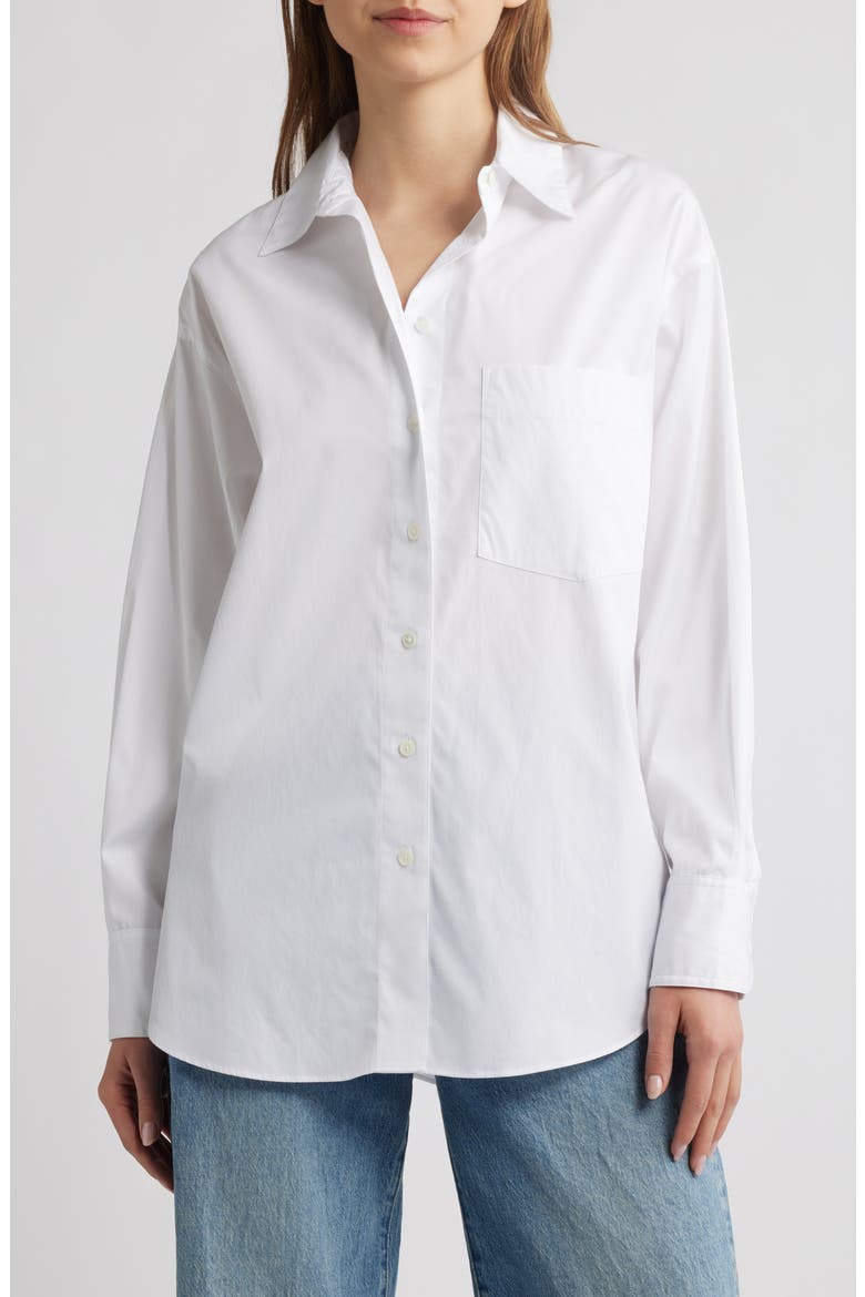 Oversize Poplin Button-Up Shirt, Main, color, EYELET WHITE