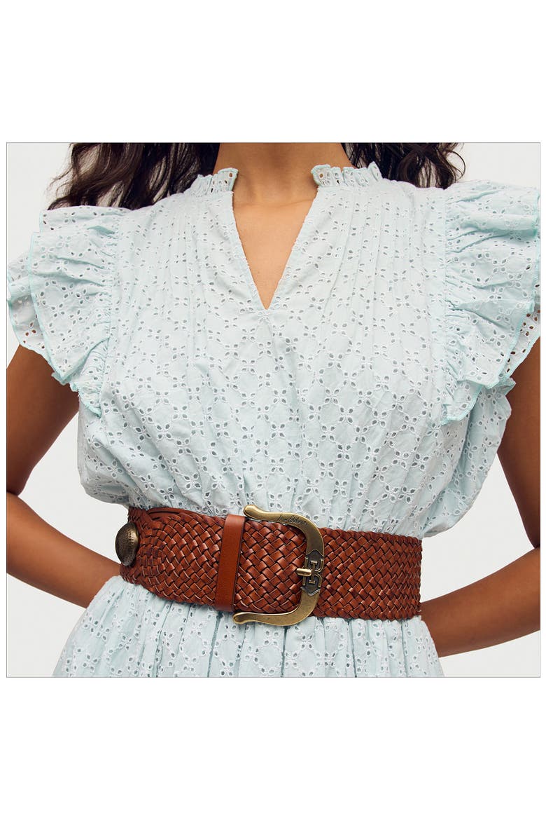 Wide Woven Leather Western Belt, Alternate, color, TAN