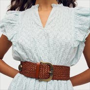 Sam Edelman Wide Woven Leather Western Belt