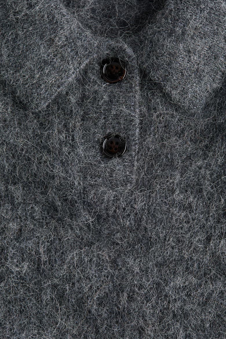Alpaca-blend Polo Shirt, Alternate, color, Dark gray melange