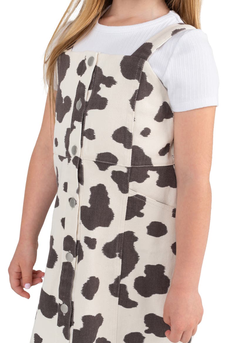 Kids' Cow Print Twill Jumper & T-Shirt Set, Alternate, color, BROWN
