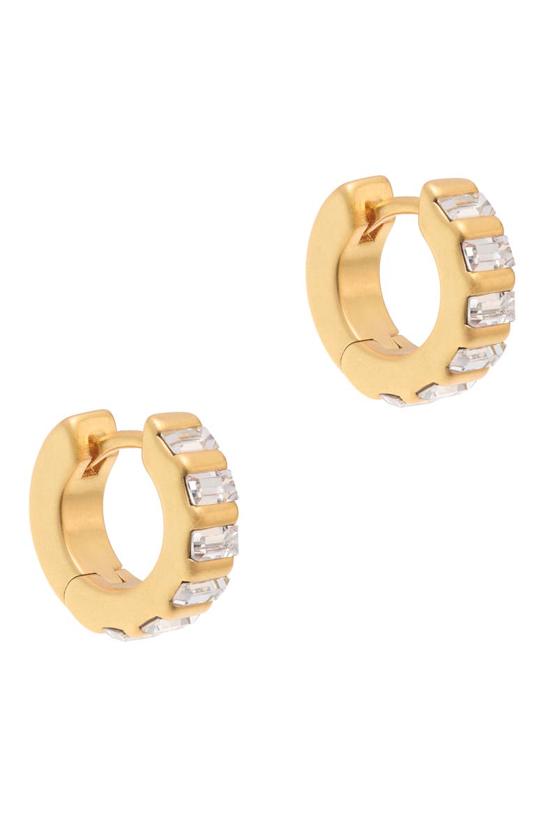 Liza Linear Crystal Huggie Hoop Earrings, Alternate, color, GOLD TONE / CLEAR CRYSTAL