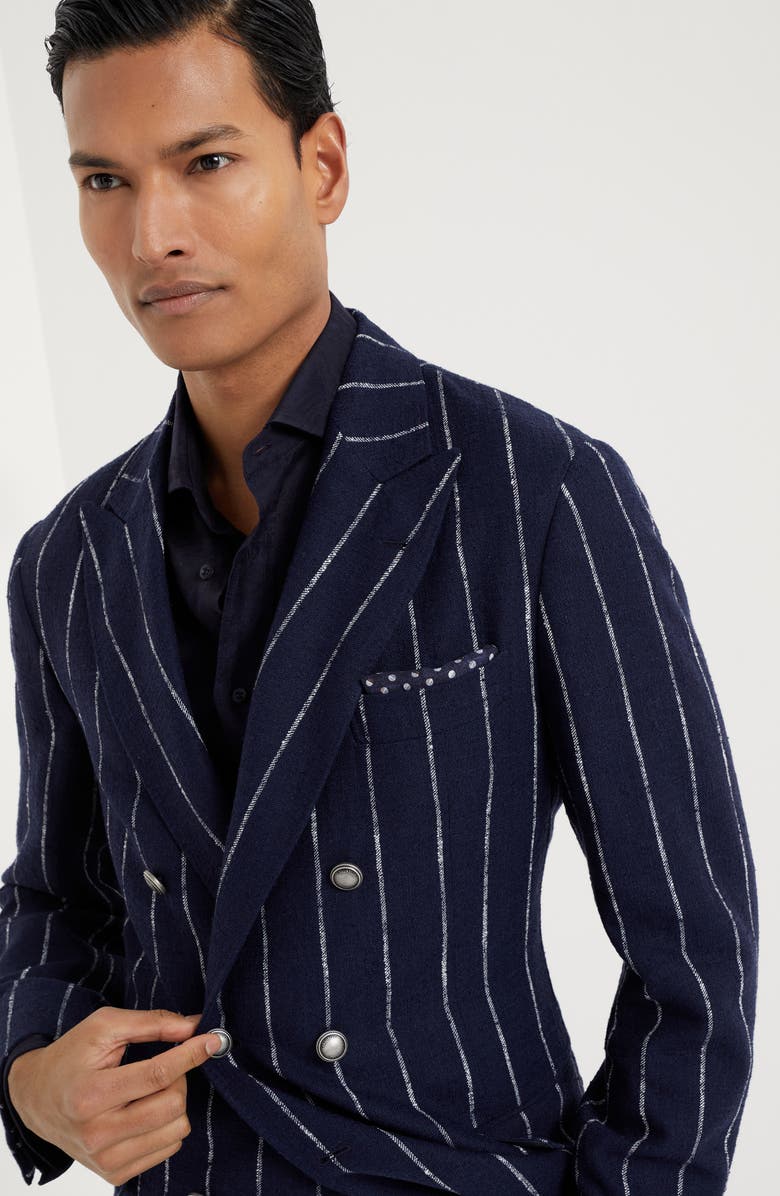 Brunello Cucinelli Chalk stripe deconstructed blazer, Alternate, color,
