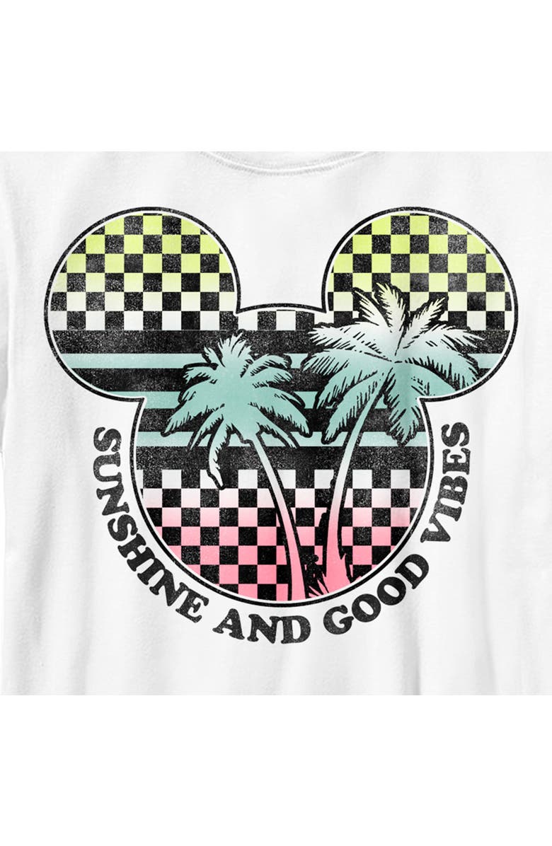Mickey & Friends Boy's Mickey & Friends Checkered Sunshine and Good Vibes Graphic T-Shirt, Alternate, color, White