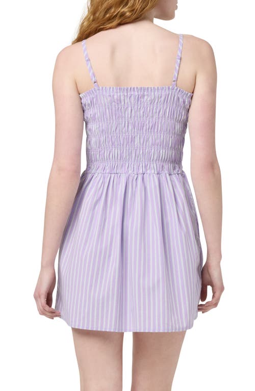 Florence By Mills Stripe Smocked Bodice Cotton Blend Mini Sundress In Lavender  Stripe