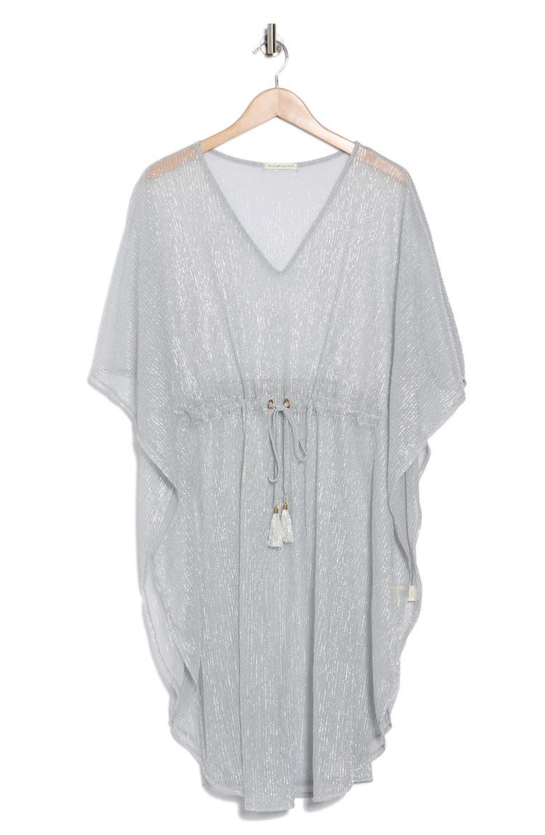 AREA STARS Metallic Drawstring Waist Poncho, Alternate, color, Silver
