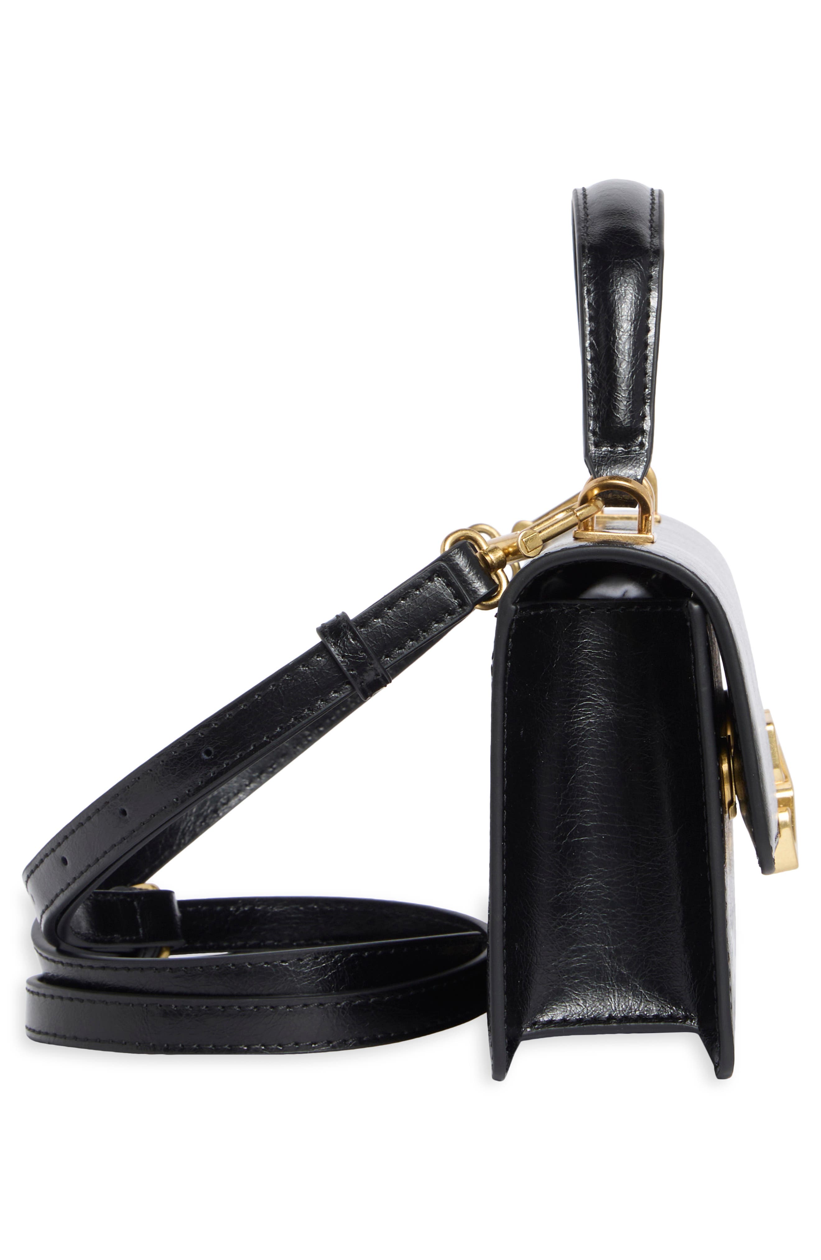 Off-White East/West Jitney Top Handle Leather Satchel, Alternate, color, Black