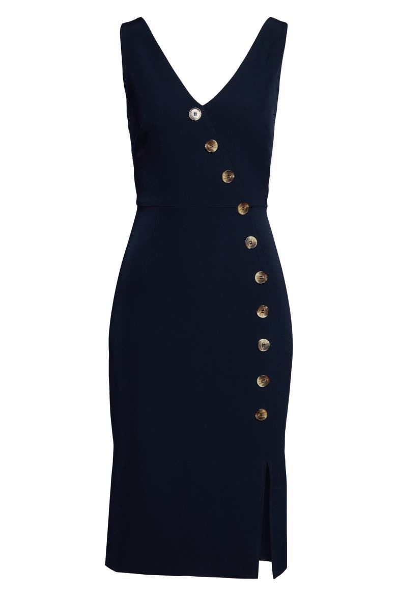 Asymmetrical Button Front Dress, Alternate, color, NAVY