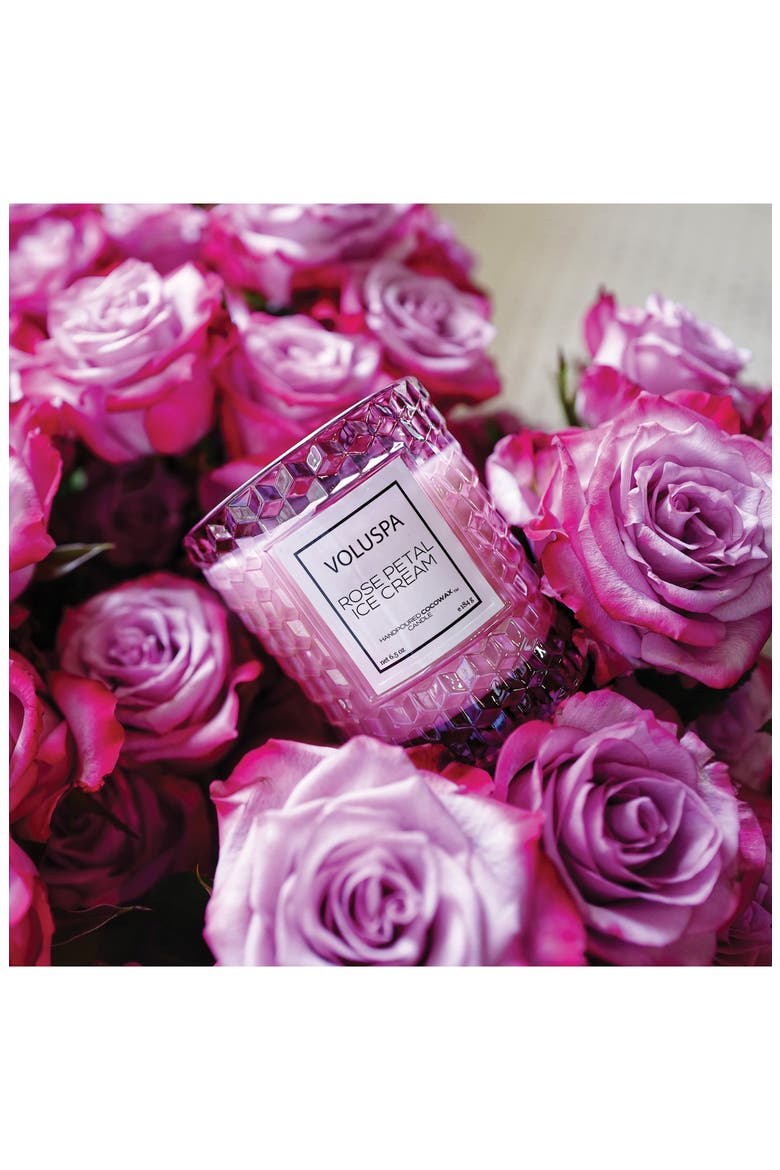 Roses Classic Textured Glass Candle, Alternate, color, ROSE PETAL ICE CREAM