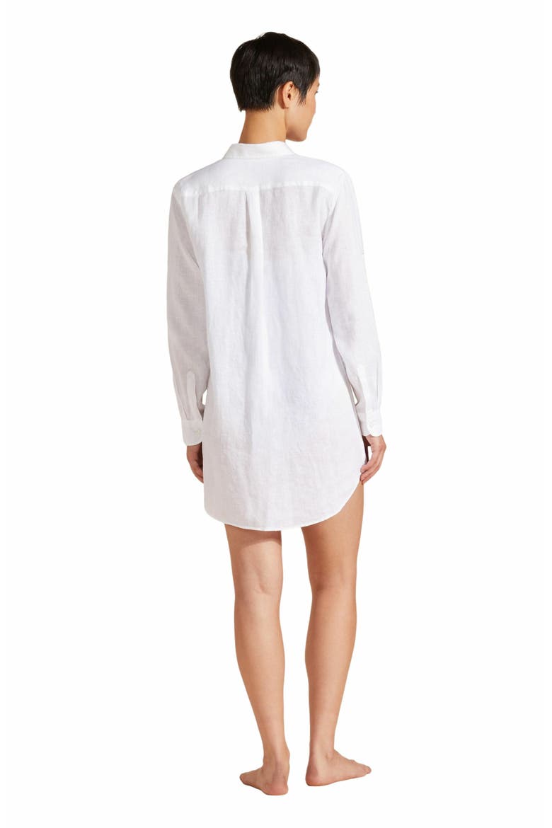 Women's Solid Linen Shirt Dress, Alternate, color, BLANC