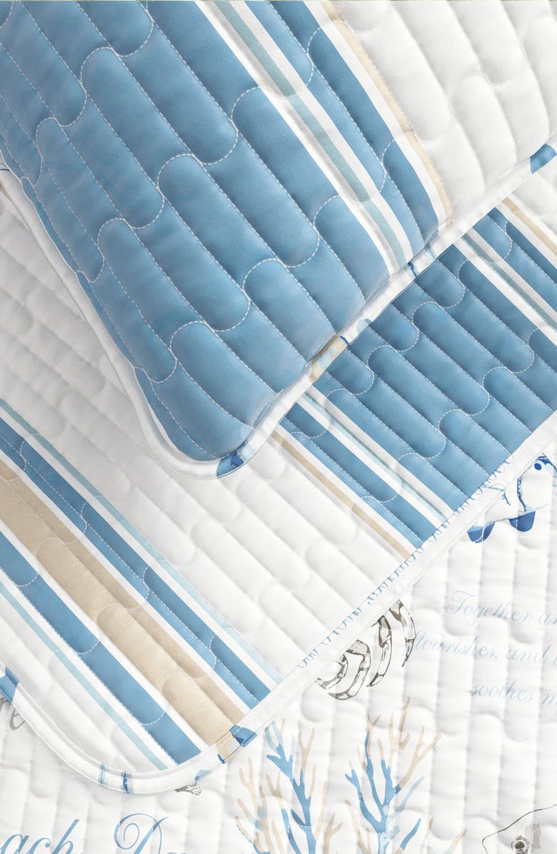 Woven & Weft Striped Reversible Coastal Quilt Set, Alternate, color, Flag Stripe / Ocean Stories