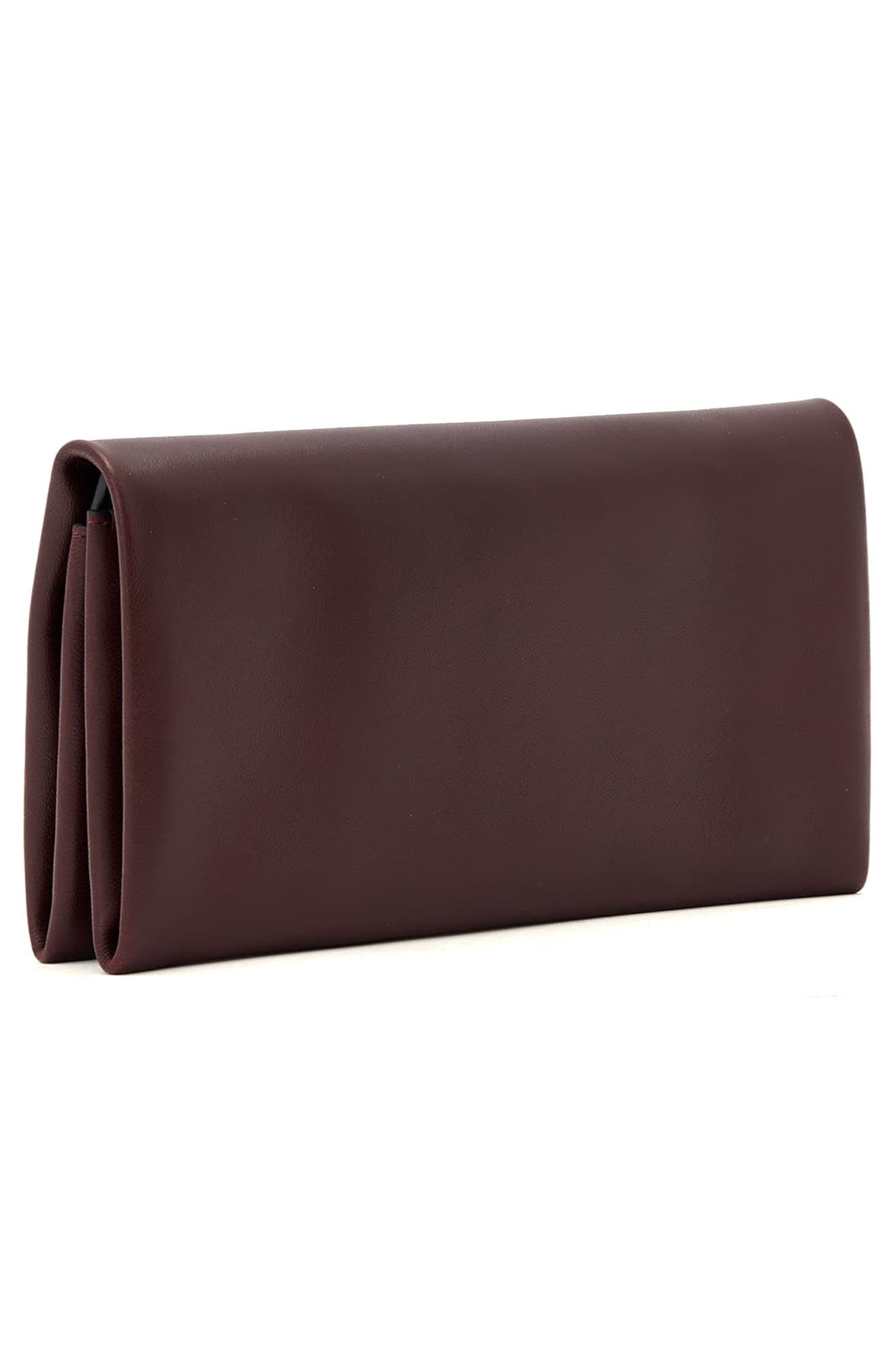 Harluna Leather Clutch, Alternate, color, BURGUNDY RED