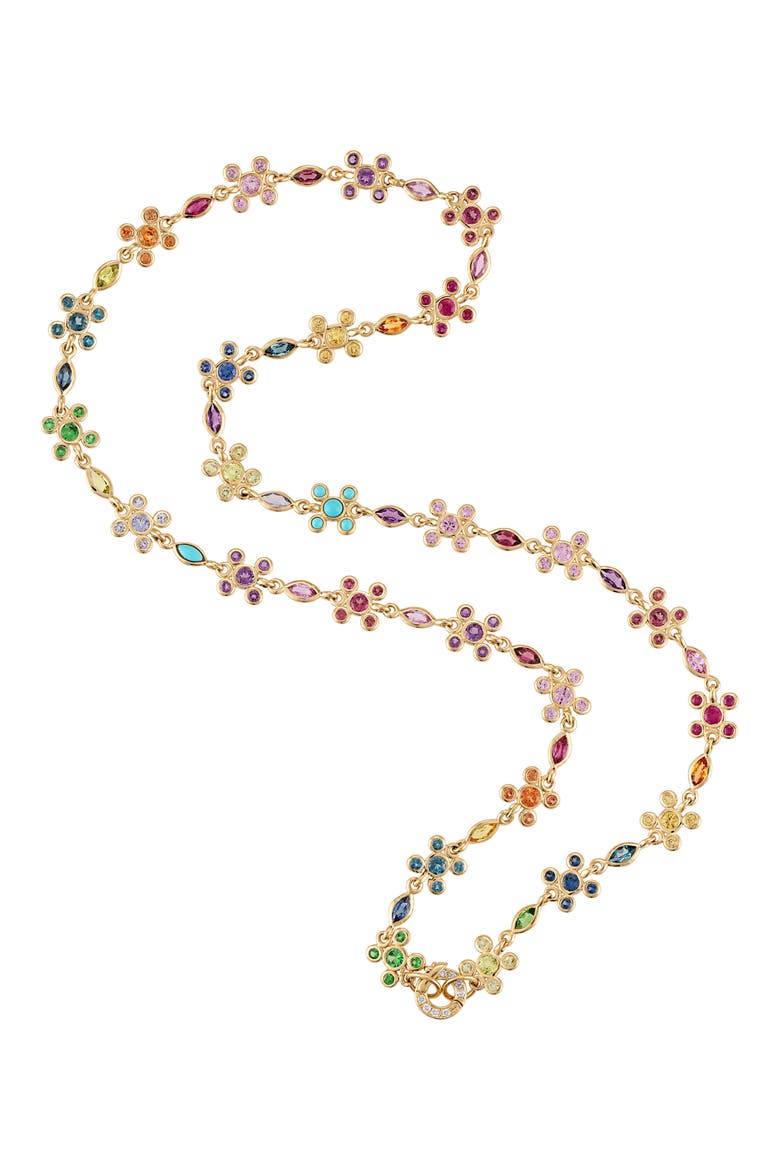 Sapphire & Diamond In Sync Necklace, Main, color, YELLOW GOLD