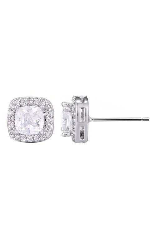 Adornia Cubic Zirconia Halo Cushion Stud Earrings In Silver