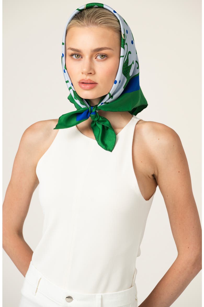 Emerald Safari Double Sided Silk Scarf, Alternate, color, Green