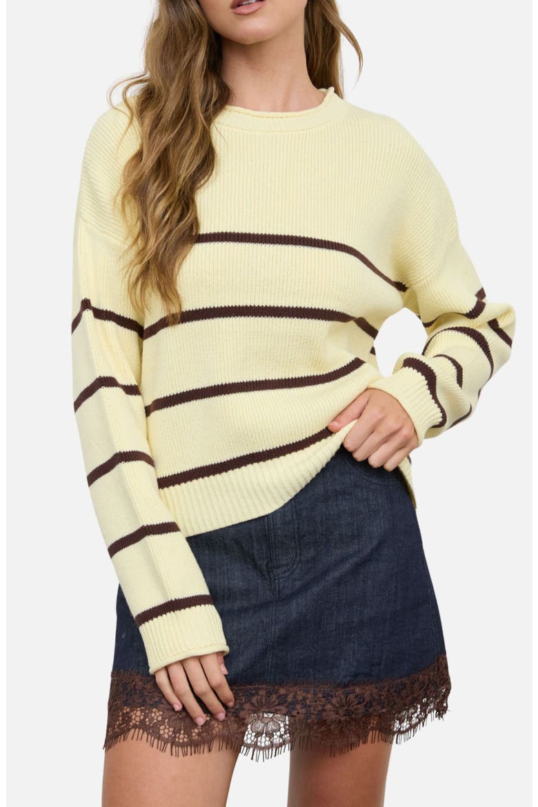 Stripe Long Sleeve Sweater, Main, color, BUTTER YELLOW