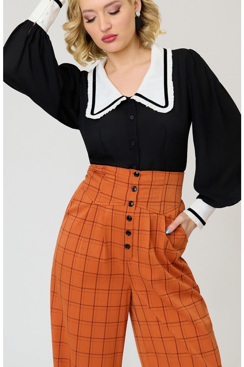 High Waist Trouser, Alternate, color, Orange Plaid