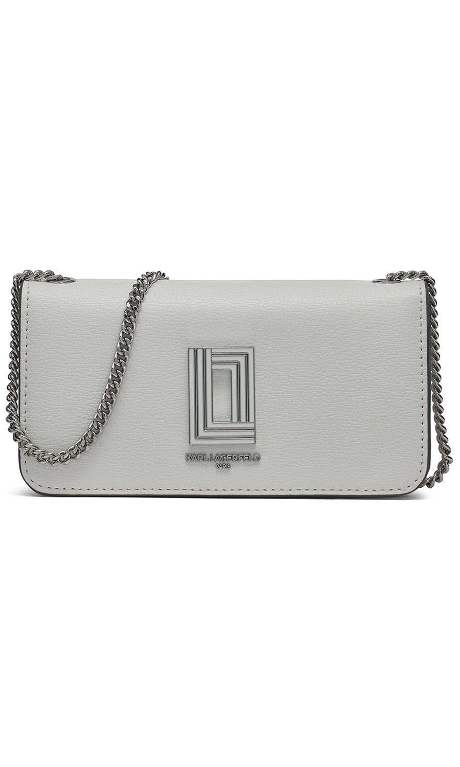 KARL LAGERFELD PARIS Kosette Shoulder, Main, color, Winter White/Silver