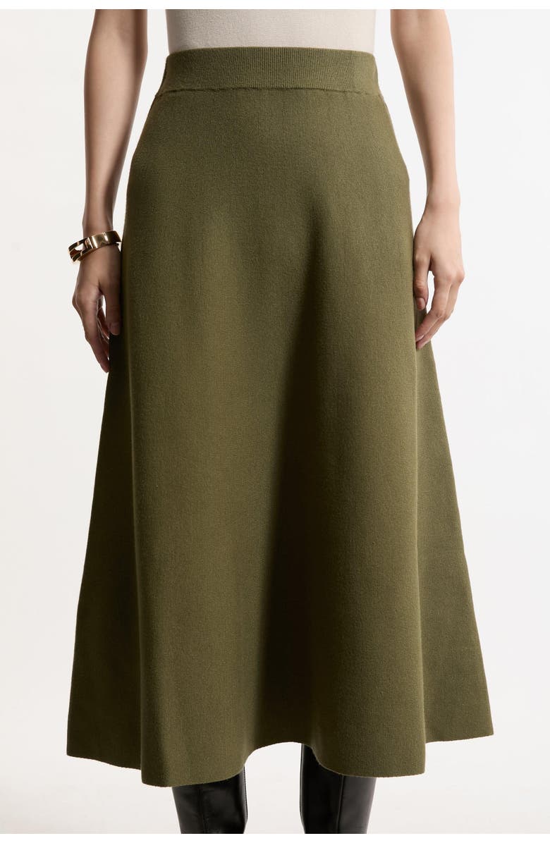 Karen Millen Milano Knit Full Midi Skirt, Main, color, Olive