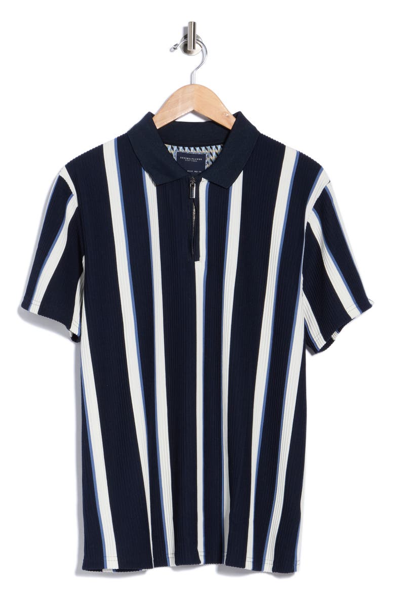 Textured Vertical Stripe Polo, Main, color, NAVY