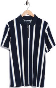 DENIM AND FLOWER Textured Vertical Stripe Polo