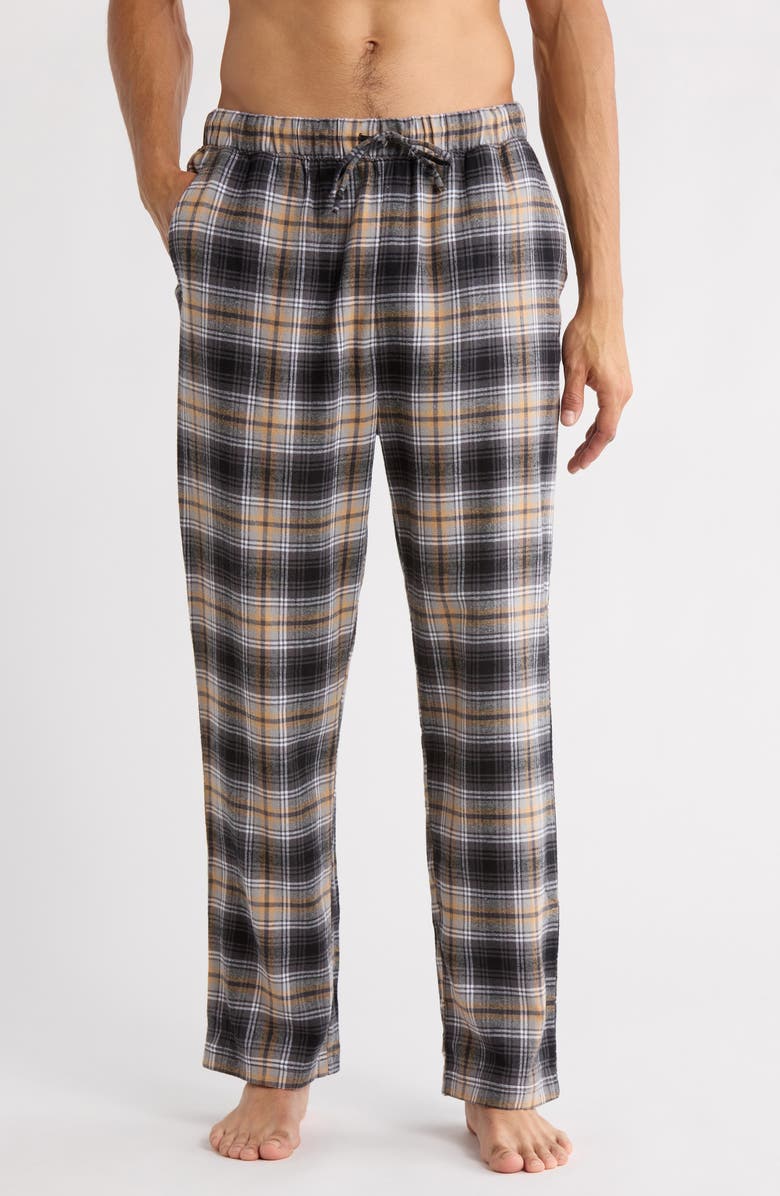 Nautica Plaid Flannel Pajama Pants, Main, color, True Black