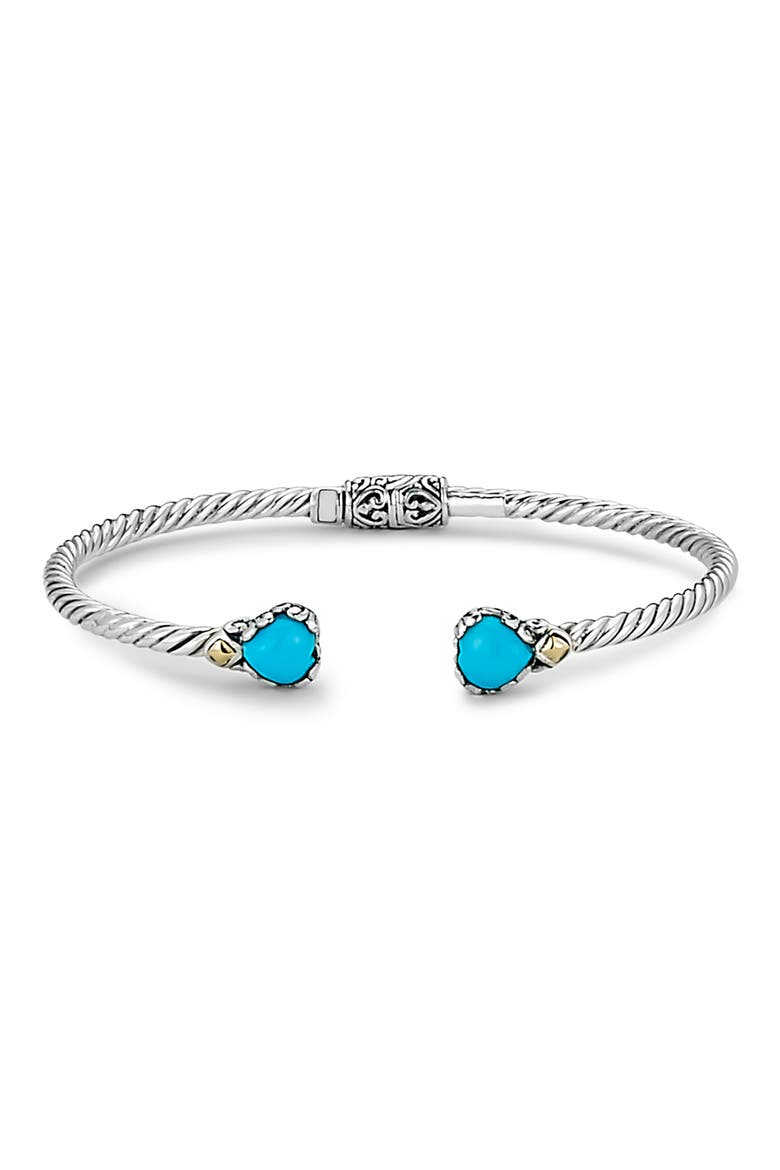 18k Gold and Sterling Silver Sleeping Beauty Turquoise Bangle, Main, color, BLUE