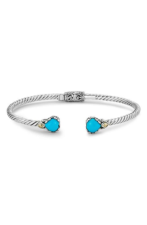 18k Gold and Sterling Silver Sleeping Beauty Turquoise Bangle