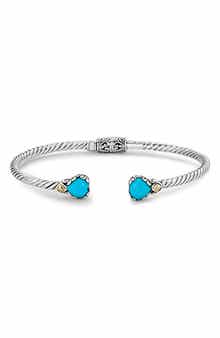 18k Gold and Sterling Silver Sleeping Beauty Turquoise Bangle