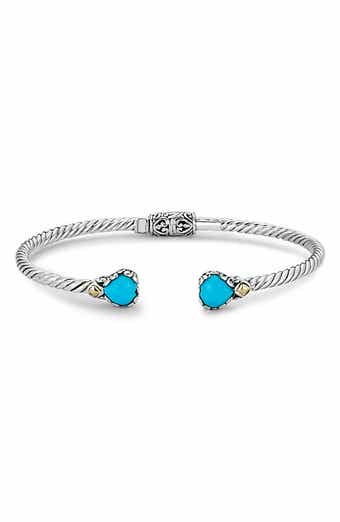 18k Gold and Sterling Silver Sleeping Beauty Turquoise Bangle