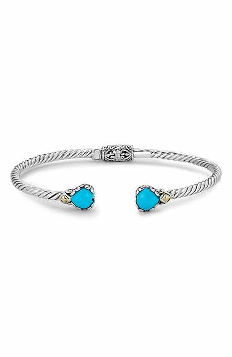 18k Gold and Sterling Silver Sleeping Beauty Turquoise Bangle