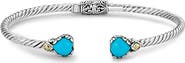 SAMUEL B. 18k Gold and Sterling Silver Sleeping Beauty Turquoise Bangle