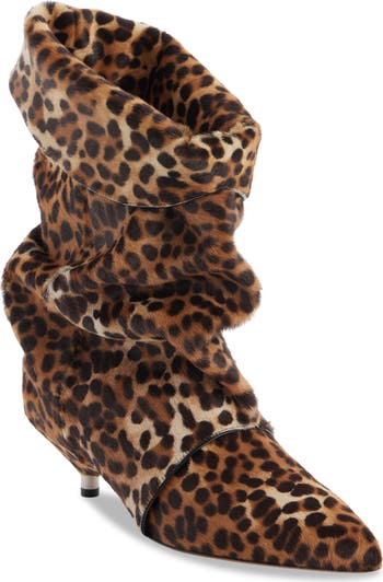 Edrik Leopard Print Kitten Heel Calf Hair Bootie